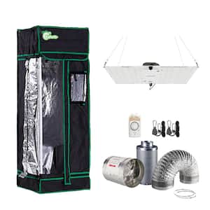 200-Watt Equivalent White Light Full Spectrum LED Grow Light Fixture with Grow Tent and Ventilation System, Daylight