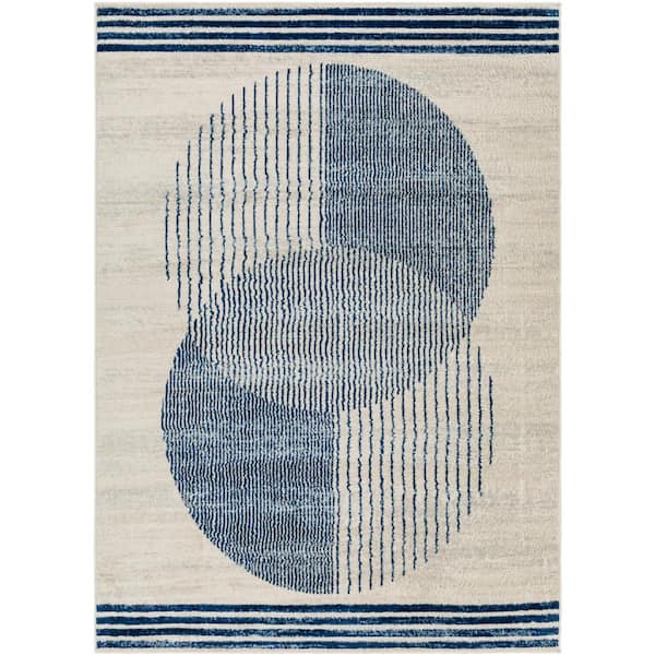 Livabliss Floransa Navy Modern 7 ft. x 9 ft. Indoor Area Rug