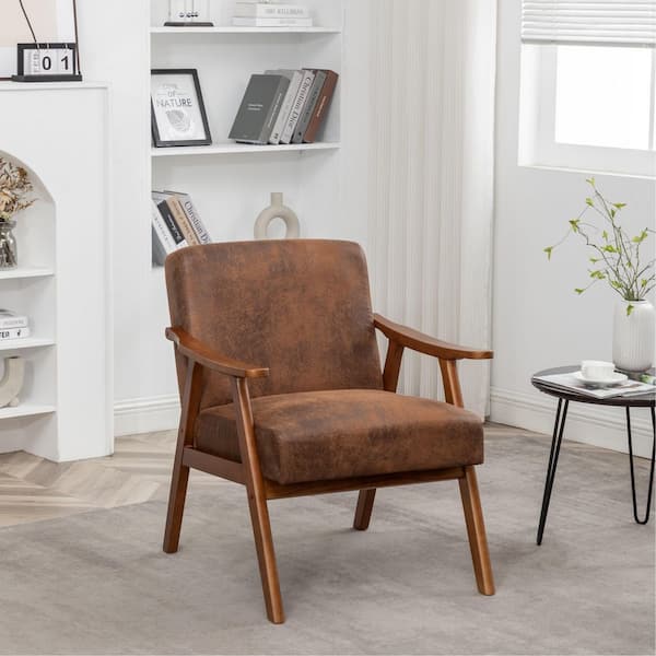 Brown 26.37 in. Fabric Upholstered Accent Chair, Arm Chair with Flared Arm