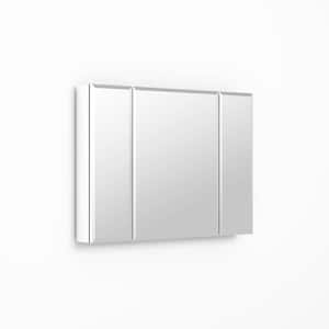 36 in. W x 26 in. H Silver Rectangle Aluminum Recessed or Surface Mount Medicine Cabinet, Medicine Cabinet with Mirror