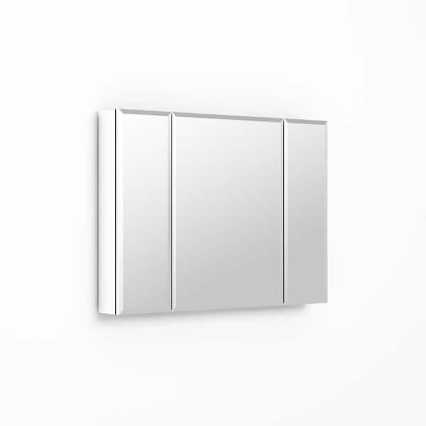 Unbranded 36 in. W x 26 in. H Silver Rectangle Aluminum Recessed or Surface Mount Medicine Cabinet, Medicine Cabinet with Mirror
