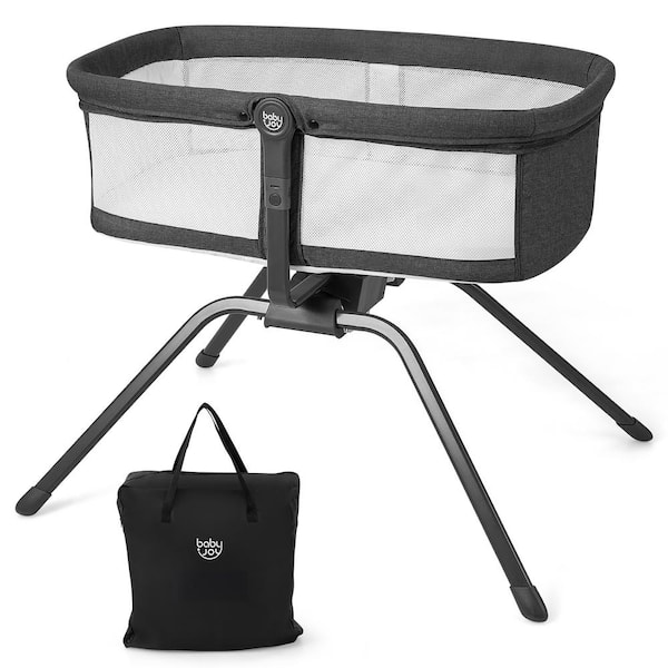 Costway Grey + White 3 in 1 Rocking Bassinet and Baby Bassinet Bedside Crib Travel Portable Bassinet