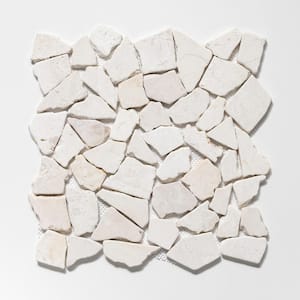 Fit Tile White 11 in. x 11 in. x 9.5 mm Indonesian Marble Mesh-Mounted Mosaic Tile (9.28 sq. ft. / case)