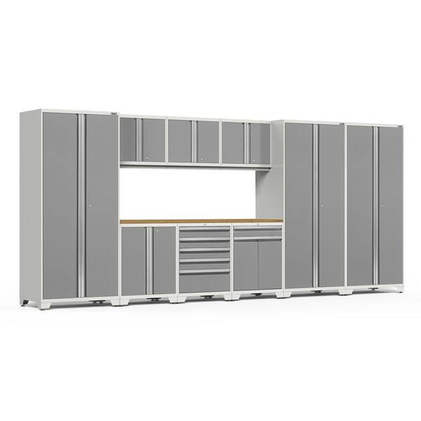NewAge Products Pro Series 10-Piece 18-Gauge Steel Garage Storage System in Platinum Silver (192 in. W x 85 in. H x 24 in. D)