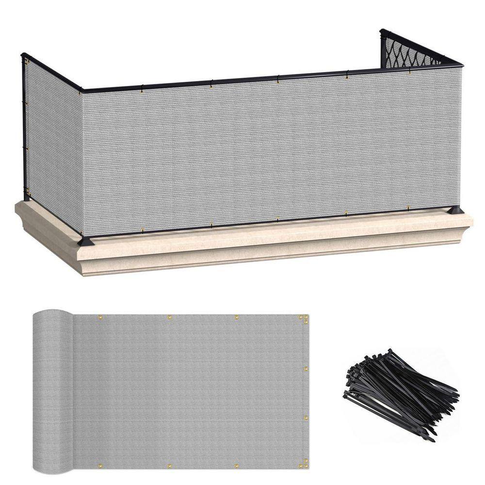 3 ft. x 50 ft. HDPE Balcony Privacy Fence Screen, UV Protection for Decorative, Privacy, Garden, Pool, Gray