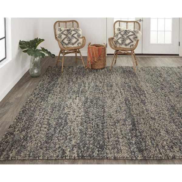 8 x 11 Gray, Black Solid Color Area Rug