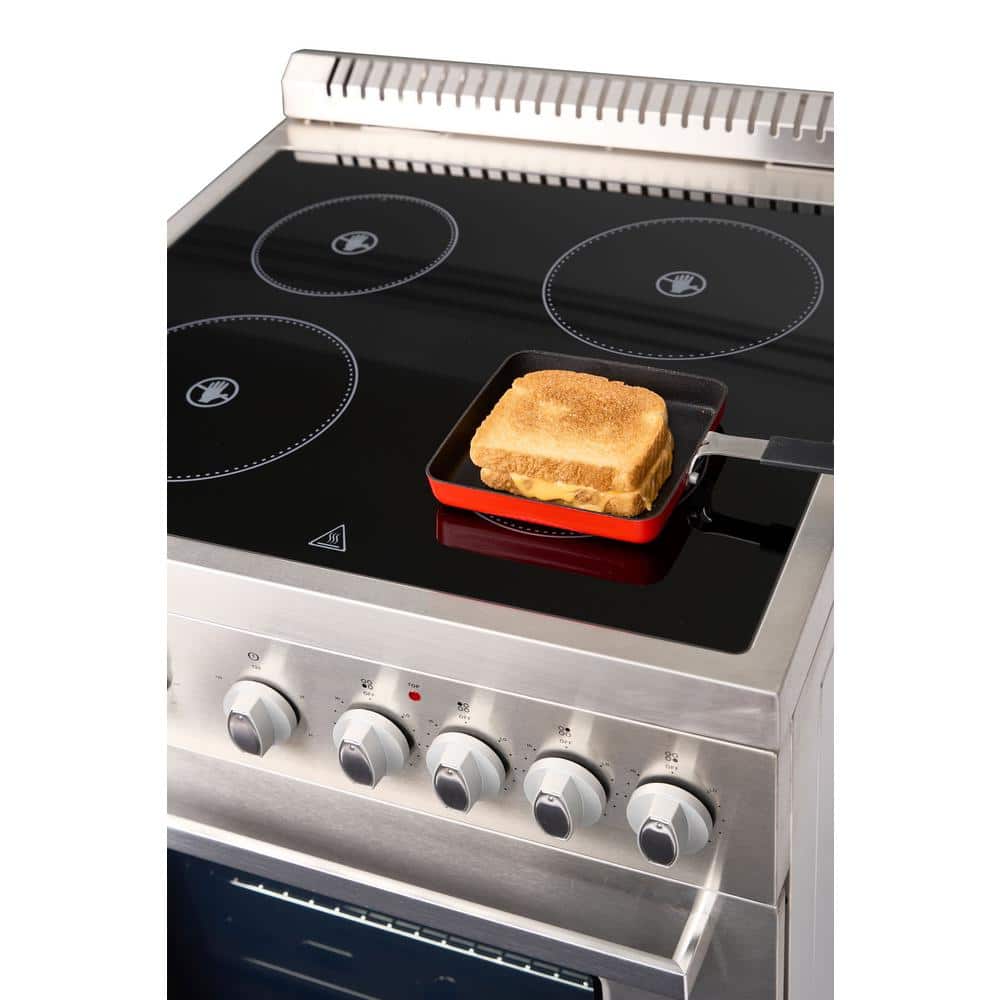 24-inch Stainless Steel Freestanding Electric Range with Glass Cooktop