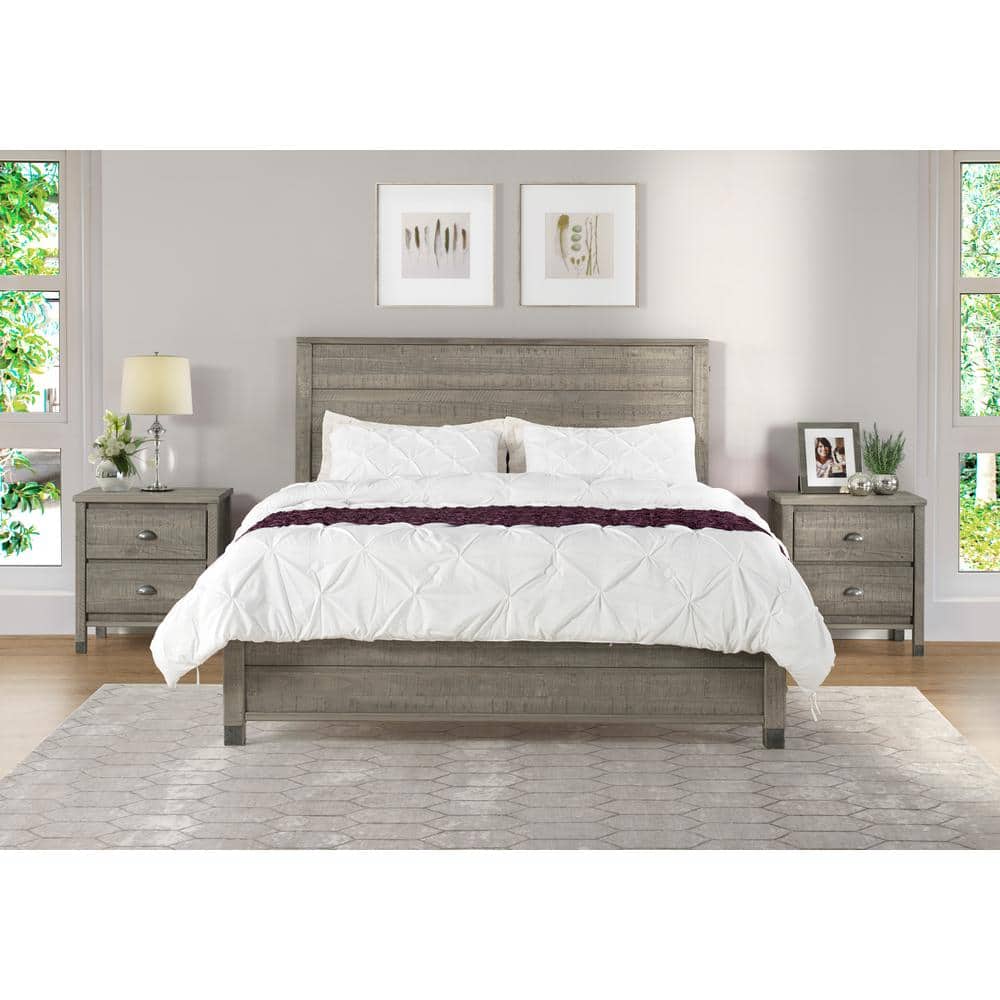 Baja Full/Double Driftwood Grey Solid Pine Platform Bed