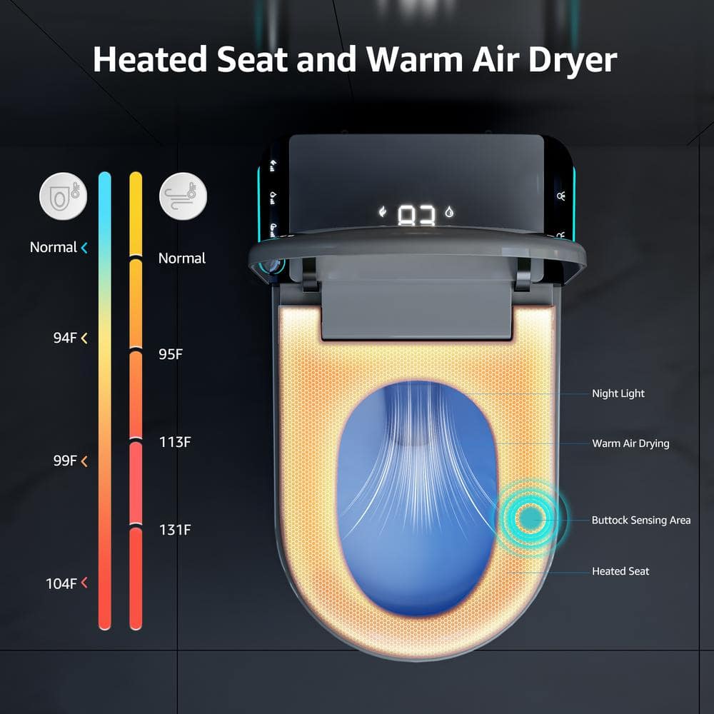 White Ceramic Electric Smart Bidet Toilet with Heated Seat