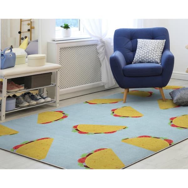 Apollo Multi Tacos Modern Printed Multi Blue 2 ft. x 3 ft. Area Rug