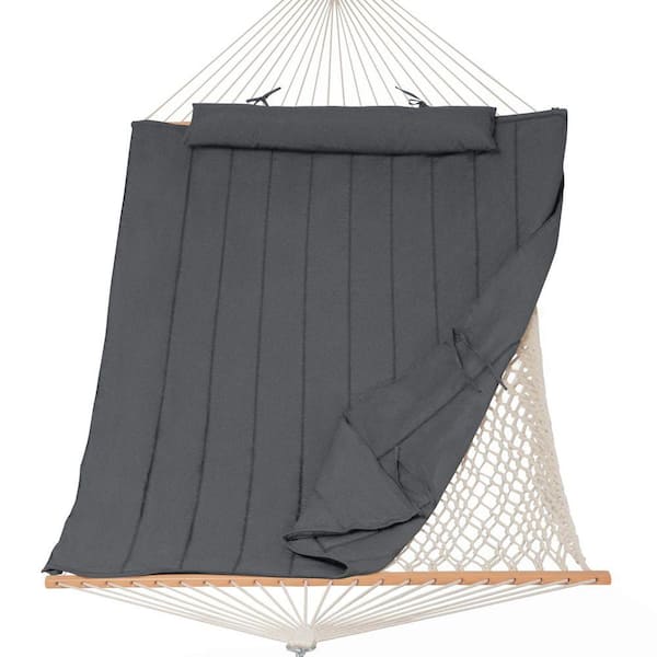 10 ft. to 14 ft. Outdoor Rope Hammock with Polyester Pad, 475 lbs. Capacity, Dark Gray