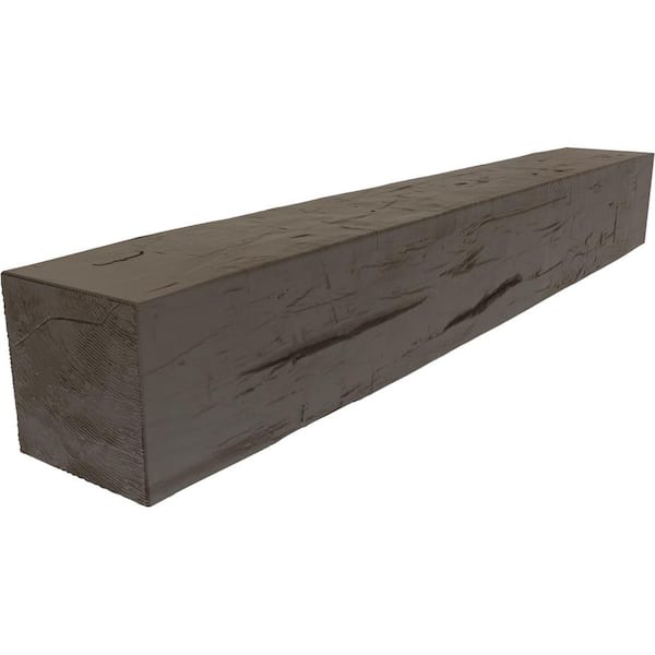 Ekena Millwork 8 in. x 12 in. x 4 ft. Hand Hewn Rustic Faux Wood Beam Fireplace Mantel in Honey Dew