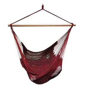 44 in. Polyester Rope Hanging Chair in Burgundy