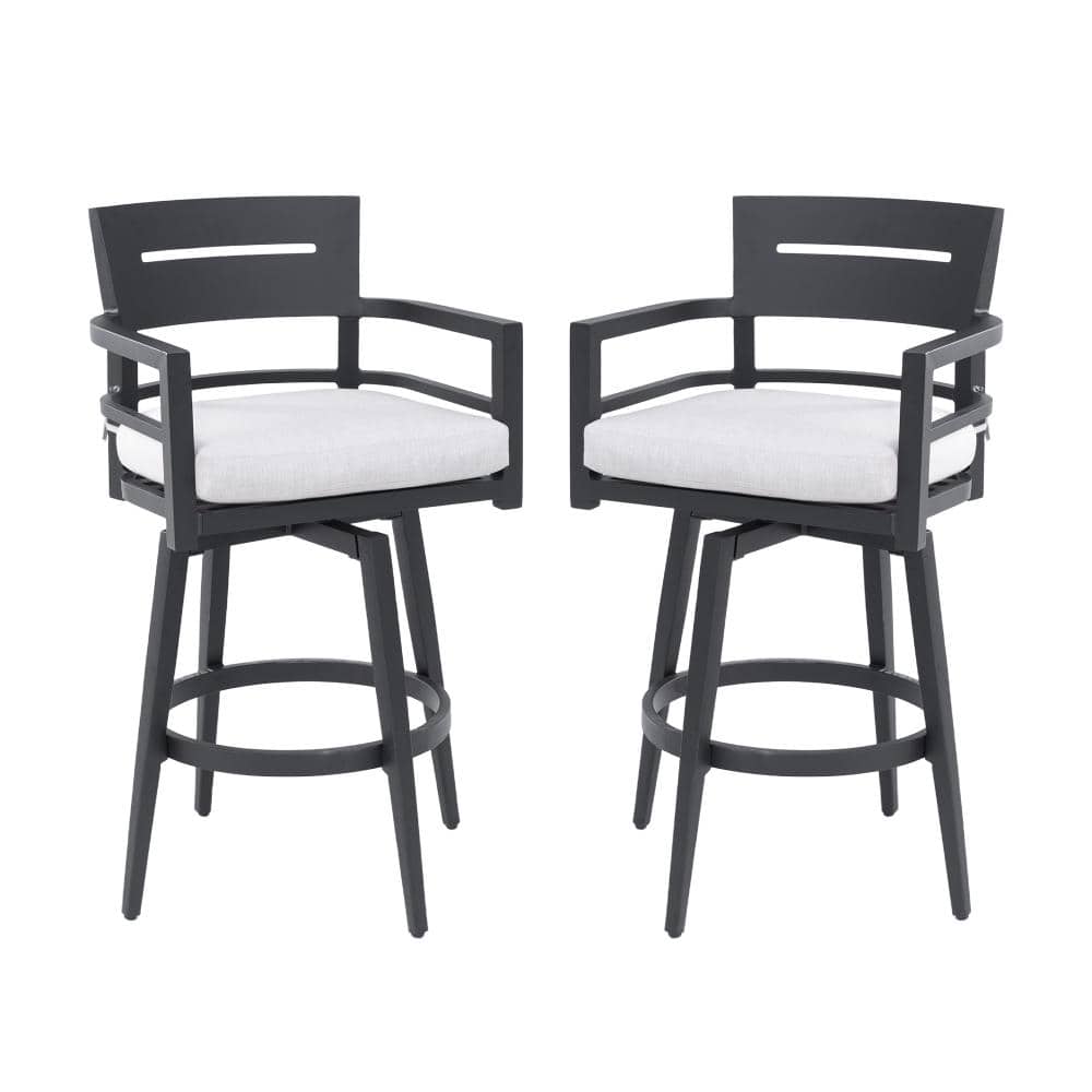 29.5 in. Ember Black Aluminum Outdoor Swivel Bar Stool with Cushion, Set of 2 price history on PriceWatchPro