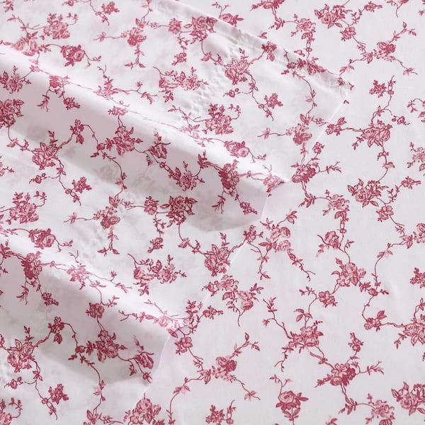 BETSEY JOHNSON Floral Toile 4-Piece White/Mauve Pink