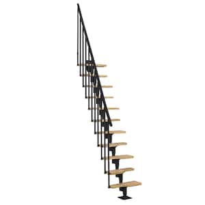 Atlanta Jet Black Modular Staircase Kit with no platform railing, Fits Heights 74.81 in. - 118.12 in.