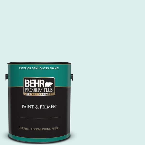 BEHR PREMIUM PLUS 1 gal. #520C-1 Spring Rain Semi-Gloss Enamel Exterior Paint & Primer