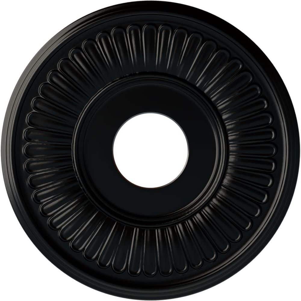 Jet Black Hand-Painted Polyurethane Ceiling Medallion, 15.75"