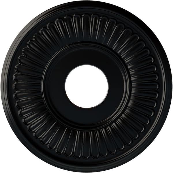 Ekena Millwork 3/4" x 15-3/4" x 15-3/4" Polyurethane Berkshire Ceiling Medallion, Hand-Painted Jet Black