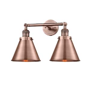 Appalachian 18 in. 2-Light Antique Copper Vanity Light with Antique Copper Metal Shade