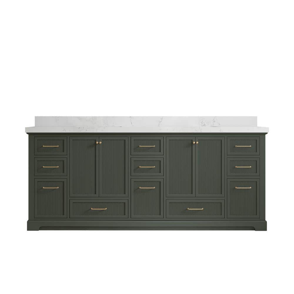 Alys 84 in. W x 22 in. D x 36 in. H Double Sink Bath Vanity in Pewter Green with 2 in. Empira Quartz Top price history on PriceWatchPro