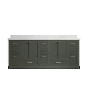 Alys 84 in. W x 22 in. D x 36 in. H Double Sink Bath Vanity in Pewter Green with 2 in. Empira Quartz Top