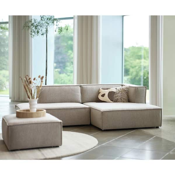 Dockson Taupe Polyester Right Side Facing Chaise Lounge