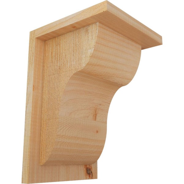 Ekena Millwork 8 in. x 8 in. x 12 in. Douglas Fir Carmel Rough Sawn Corbel with Backplate