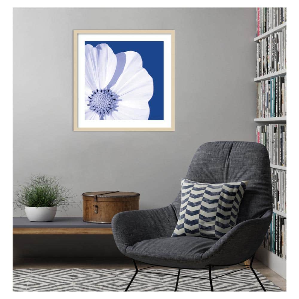 Flower Pop Blue III Graphic Art Print with Natural Wood Frame