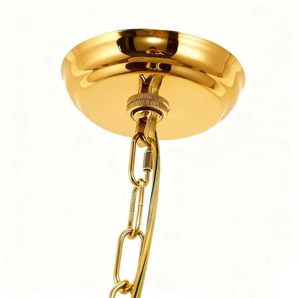 YANSUN 1-Light Gold Bubble Ball Glass Integrated LED Chandelier