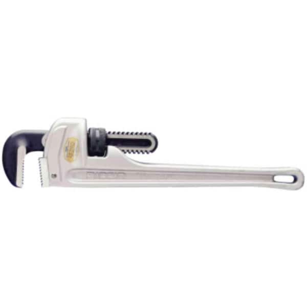 RIDGID 10 in. Aluminum Straight Pipe Wrench for Plumbing, Sturdy Plumbing Pipe Tool with Self Cleaning Threads and Hook Jaws