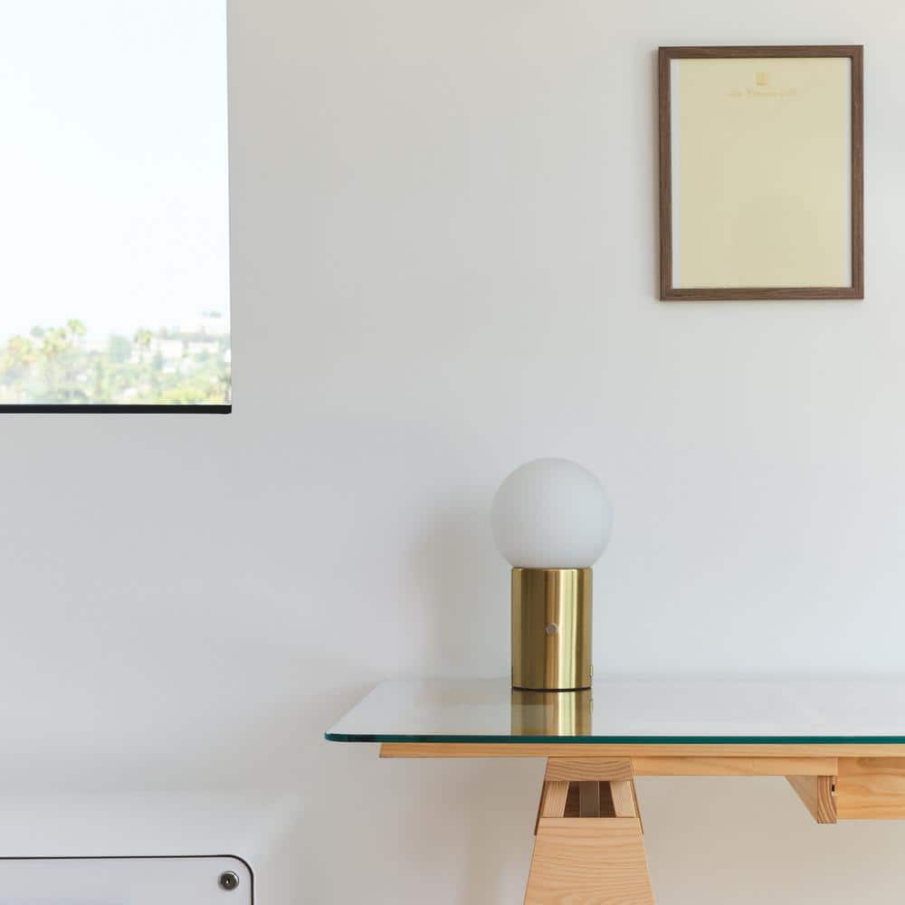 Kai 11" Antique Brass Globe Table Lamp with USB Port