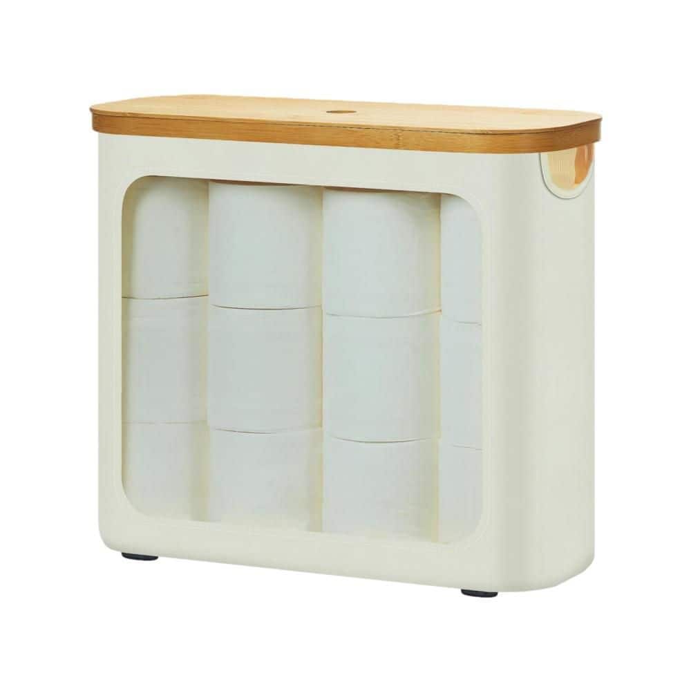 Toilet Paper Storage with Lid  for up to 12 Rolls, Large Toilet Paper Basket, Free Standing Bathroom Organizer, Beige price history on PriceWatchPro