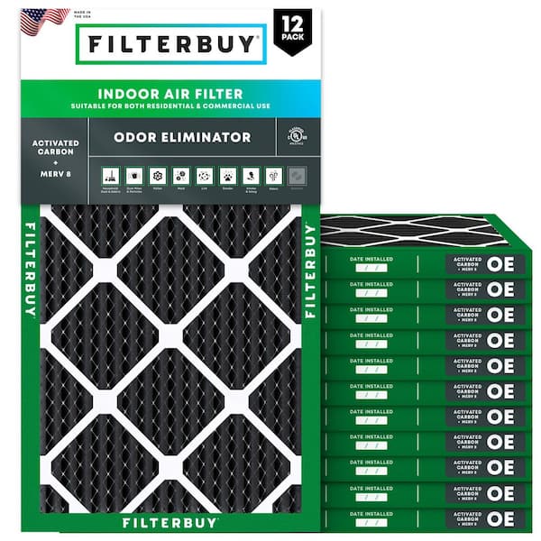 14 in. x 25 in. x 1 in. MERV 8 (FPR 5) Odor Eliminator Pleated HVAC AC Furnace Air Filters Replacement (12-Pack)