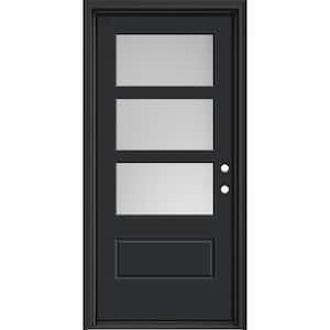 Performance Door System 36 in. x 80 in. VG 3-Lite Left-Hand Inswing Pearl Black Smooth Fiberglass Prehung Front Door