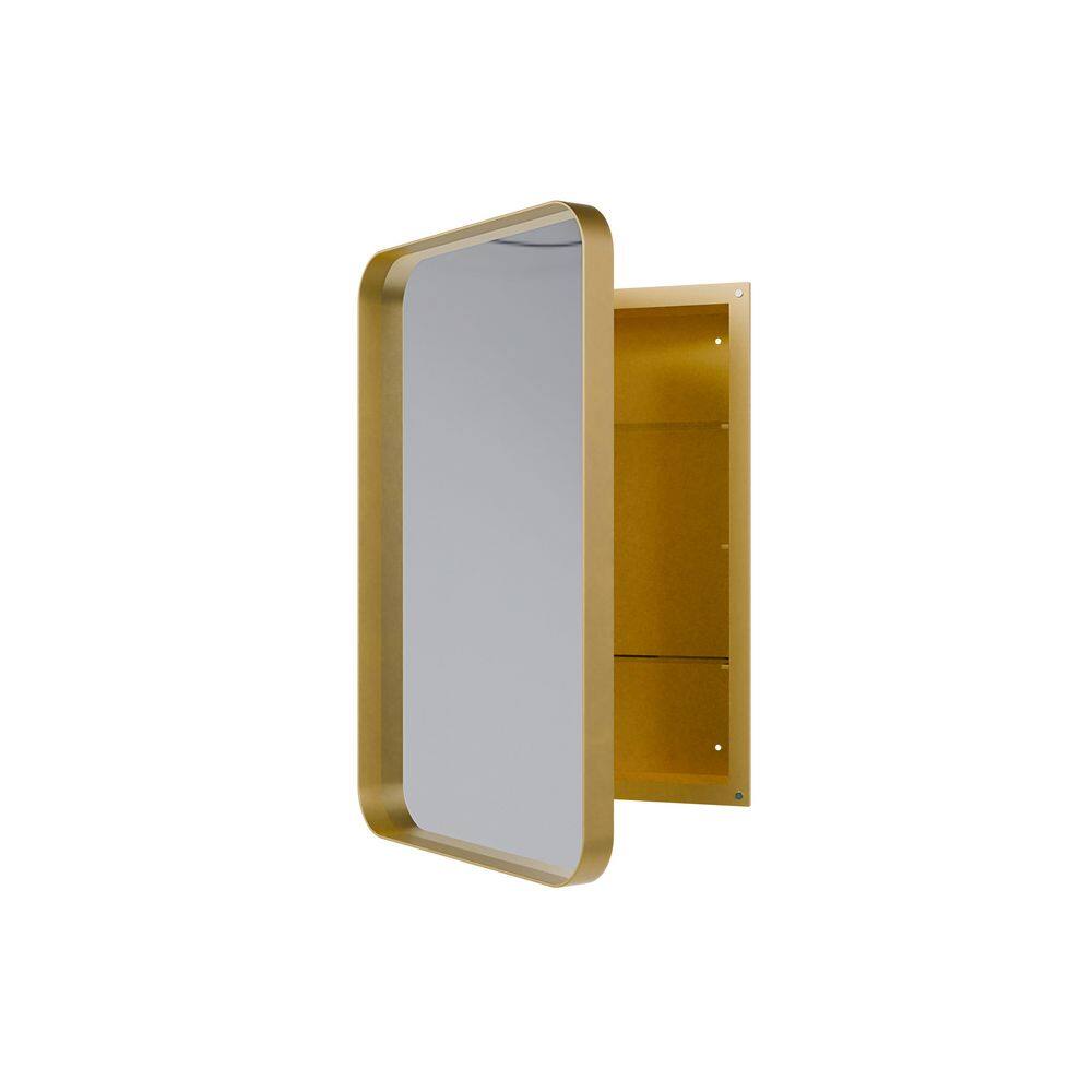 20 in. W x 30 in. H Rectangular Gold Iron Framed Wall Mount or Recessed Adjustable Shelves Medicine Cabinet with Mirror price history on PriceWatchPro