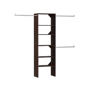 Style+ 84 in. W - 120 in. W Chocolate Wood Closet System