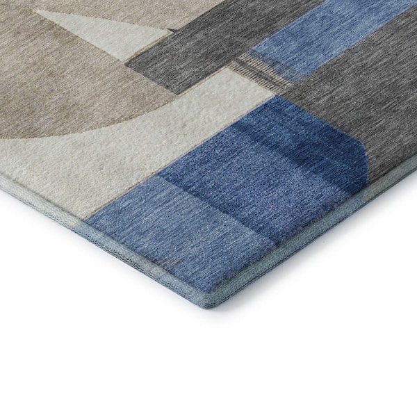 Mayfield Premium Machine Washable Abstract AMF1694 Blue 5 ft. x 7 ft. 6 in. Area Rug