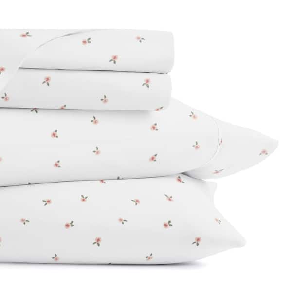 Ultra Soft 4-Piece Pink Ditsy Flowers Patterned Microfiber Full Sheet Set