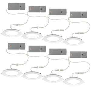 6 in. Adjustable CCT Integrated LED Canless Recessed Light Trim 900 Lumens Kitchen Bathroom Remodel Wet Rated (8-Pack)
