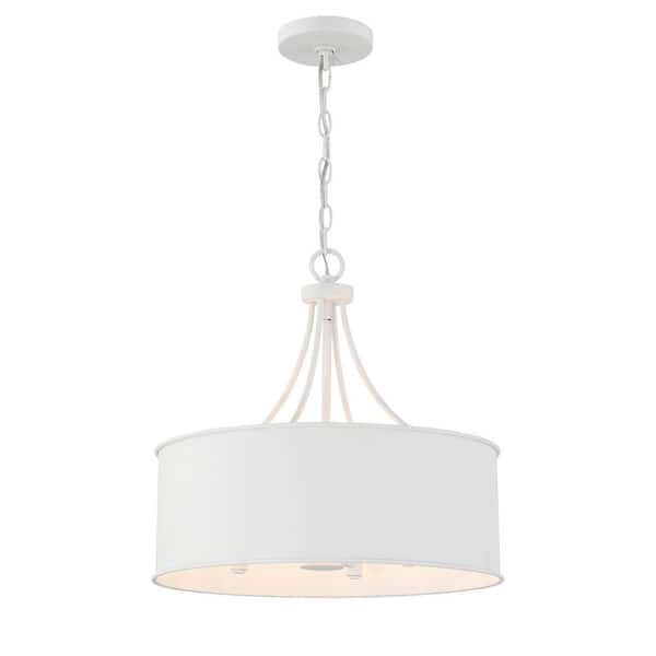 18 in. W x 17.5 in. H 4-Light Bisque White Drum Pendant Light