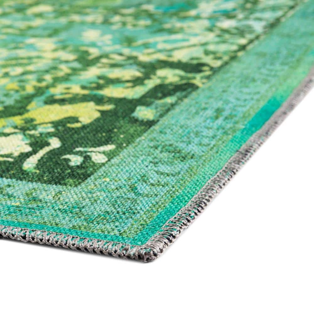 Francesca Spring Green Medallion 10' Square Washable Rug