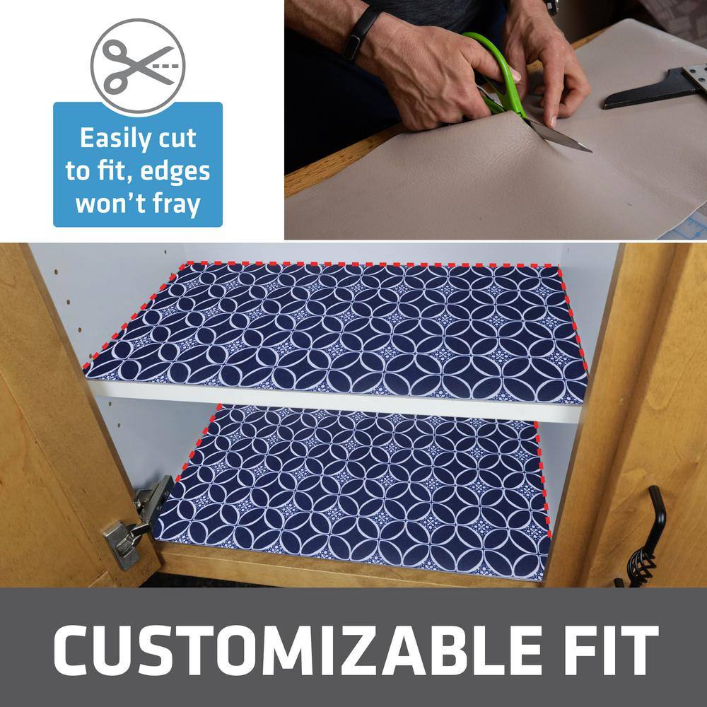 Indigo Gray Cushioned Fabric Shelf and Drawer Liners, 12" x 59" (2-Pack)