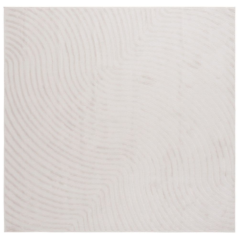 SAFAVIEH Archway 7 ft. x 7 ft. Ivory/Ivory Abstract Swirls square Area ...