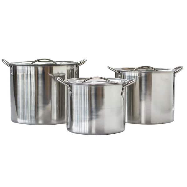 3-Piece Stainless Steel Stock Pot Set