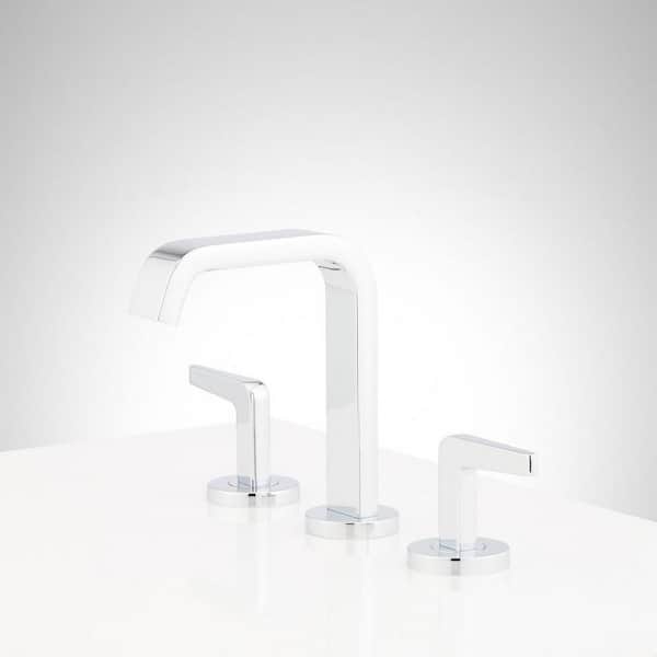 SIGNATURE HARDWARE Drea 8 in. Widespread Double Handle Bathroom Faucet in Chrome