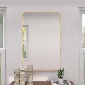 20 in. W x 30.2 in. H Gold Rectangle Aluminum Frame Wall-Mounted Bathroom Mirror/Vanity mirror