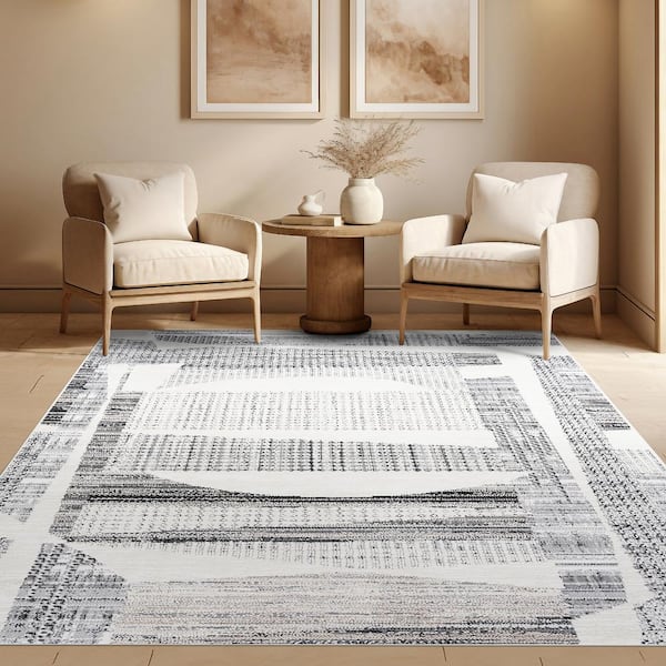Alpha Gray 9 ft. x 12 ft. Abstract Indoor Area Rug
