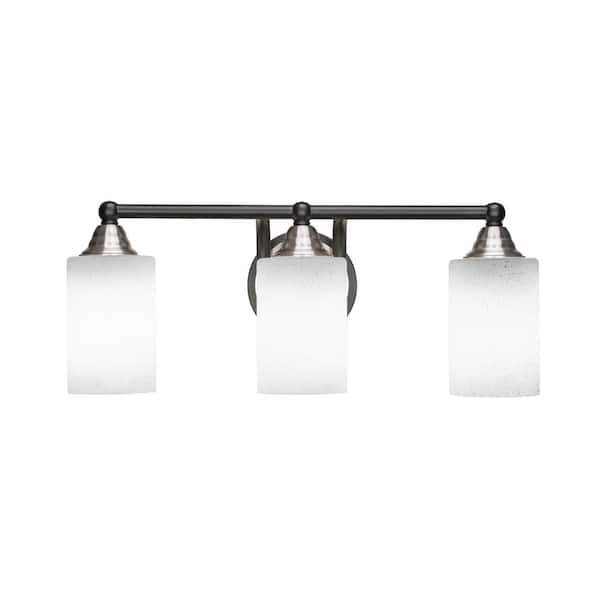 Unbranded Madison 6.75 in. 3 Light Bath Bar, Matte Black and Brushed Nickel, White Muslin Glass Vanity Light