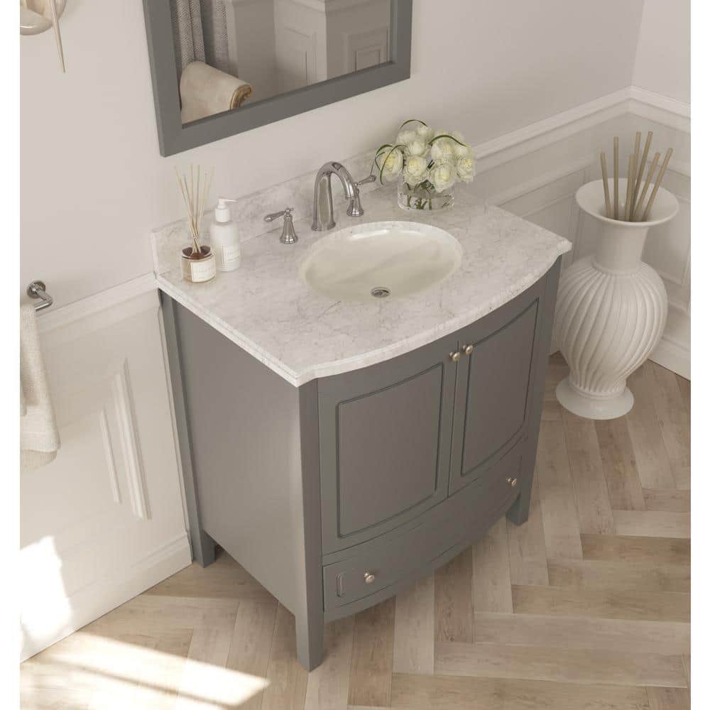 Estella 32" Grey Bathroom Vanity with White Marble Countertop